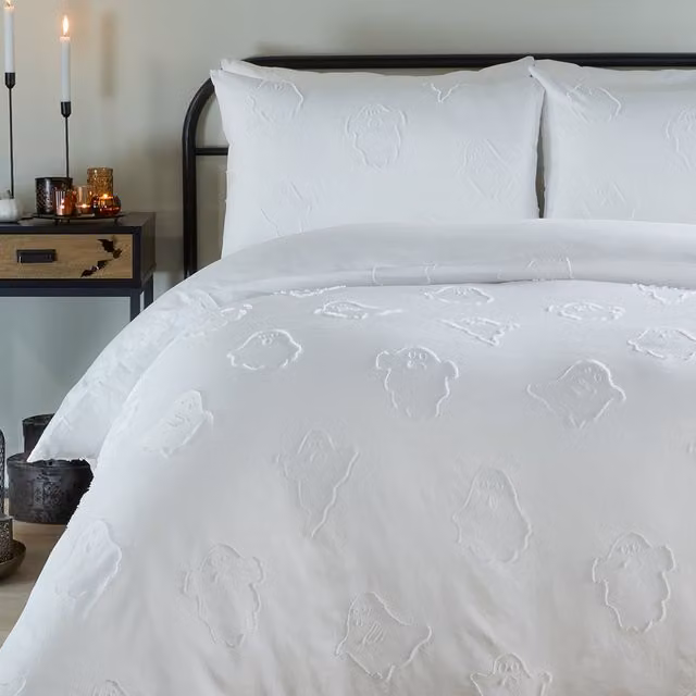 Make It A Home Ghostly Ghouls Ultra Soft Touch Duvet Cover Set, White, 90 x 190 cm