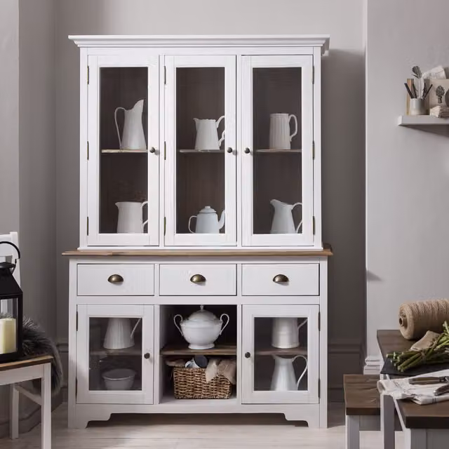 Noa and Nani Rustic Pine Sideboard in White and Brown