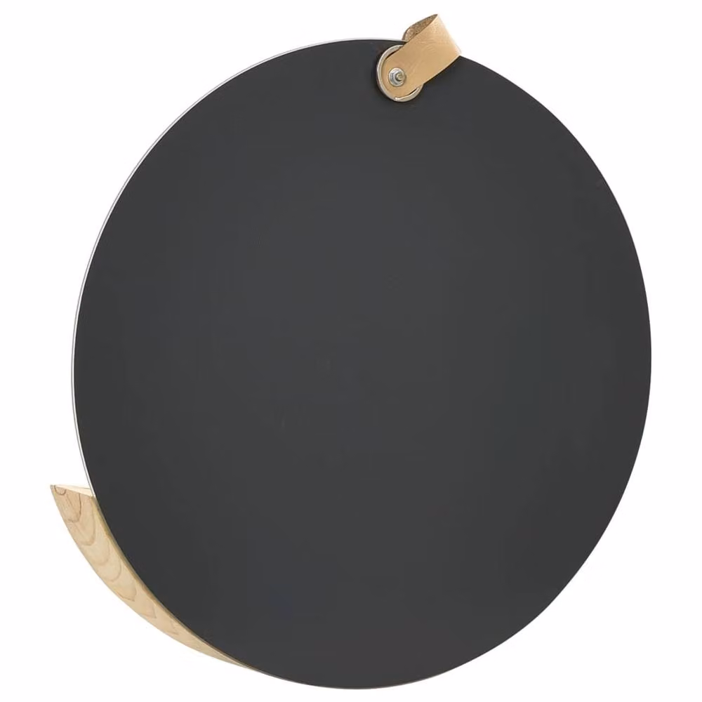 Berkfield Home Round Retro Wall Mirror in Brown Solid Pinewood, Diameter: 35 cm – 2