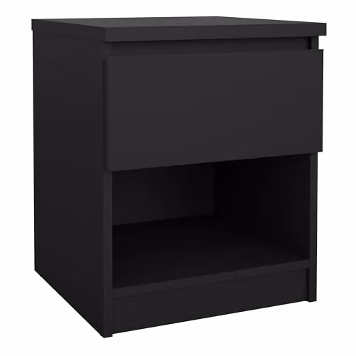 Furniture To Go Naia Bedside Cabinet with 1 Drawer and 1 Shelf in Black Matt – 1