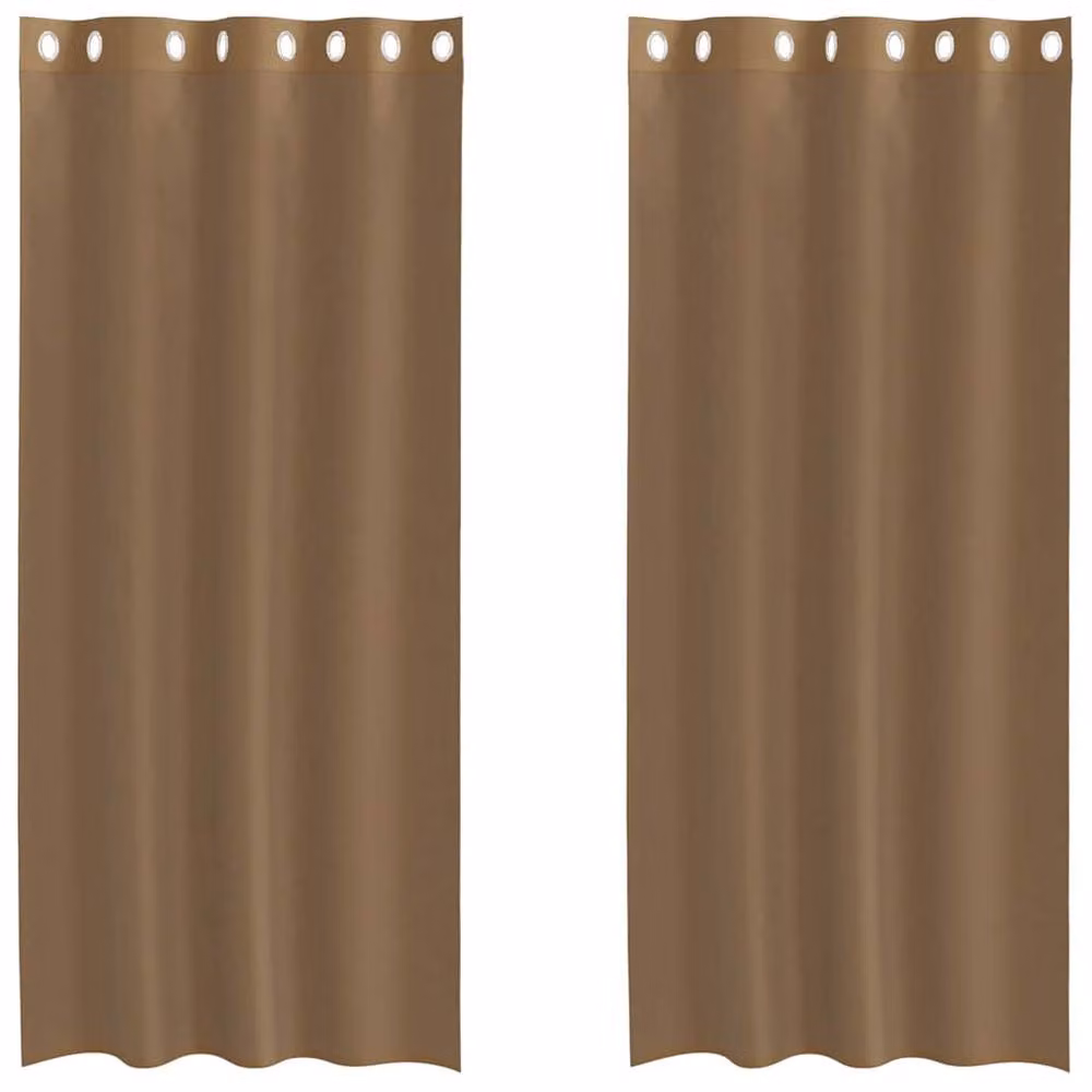 Berkfield Home Voile Fabric Panel Curtains with Eyelets, Brown, 2 Pack, W: 140 cm, H: 225 cm – 2