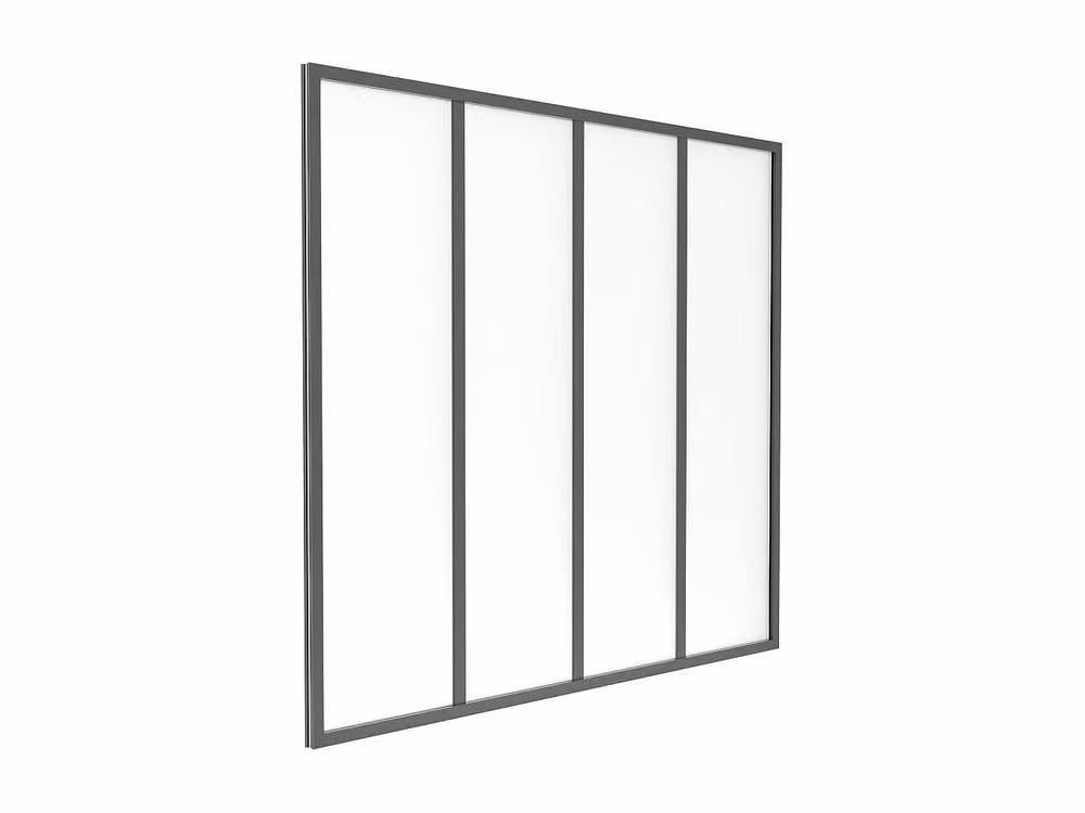 Vente-unique Modern Powder-Coated Aluminium and Frosted Glass Partition, Black, W: 120 cm, H: 105 cm – 2