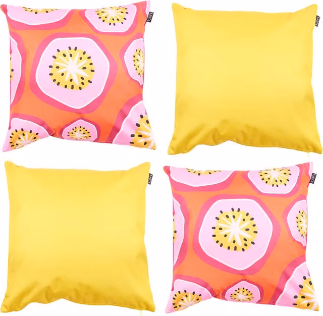 icon Set of 4 Fruit Print Scatter Cushions, Multicolour, W/D/H: 43 x 43 x 43 cm