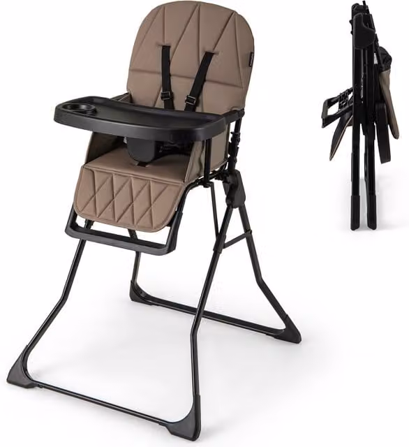 Costway Foldable Compact High Chair in Brown
