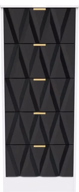 Ready Assembled 2 U Washington 5 Drawer Tall Bedside Cabinet in Black – 1