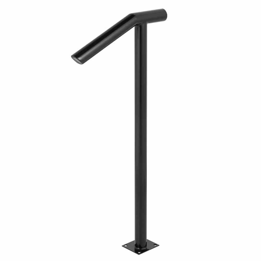 Nordara Black Powder-Coated Aluminium and Iron Round Metal Handrail for 2-Step Stairs, Single Post – 2