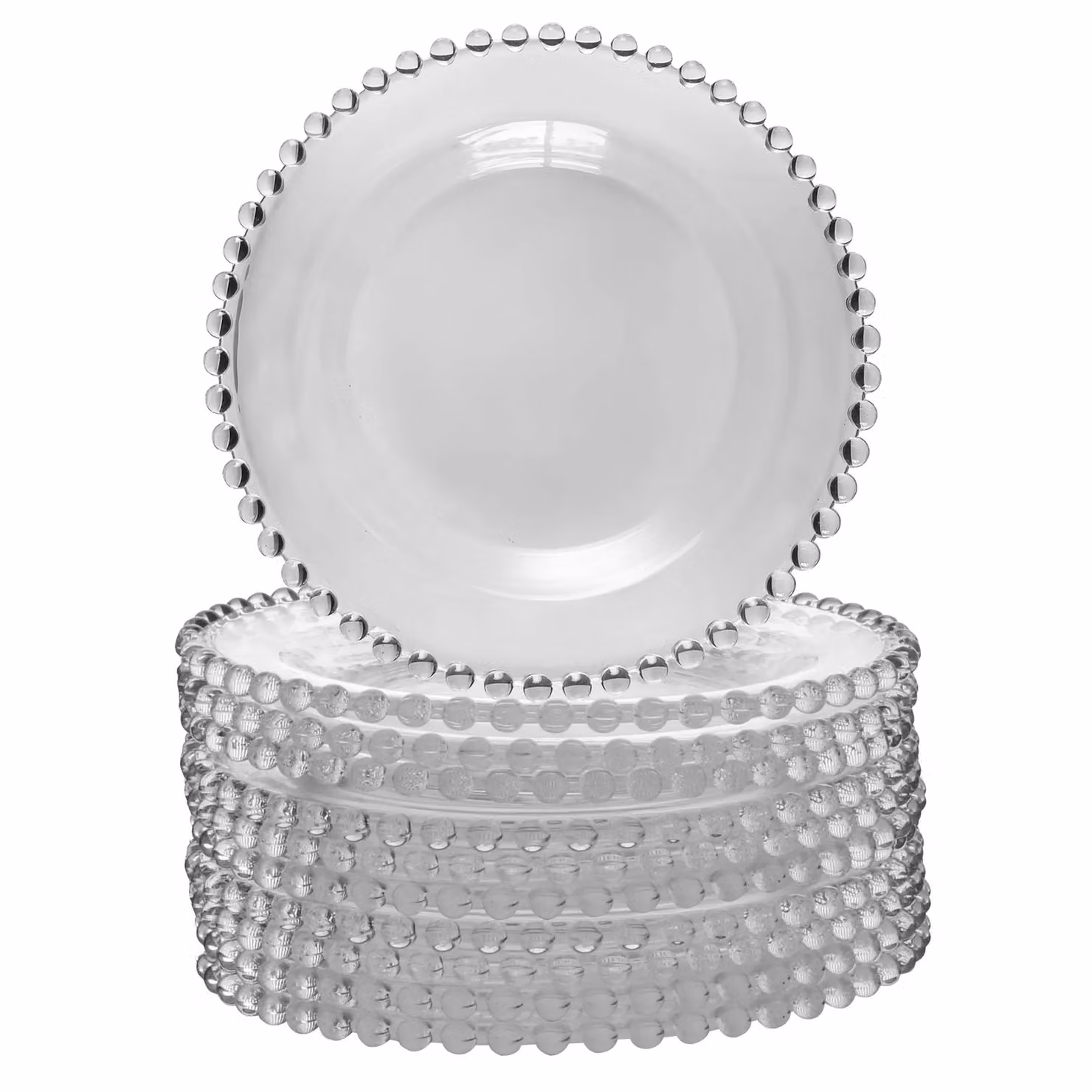 Dibor Bella Perle Glass Dinnerware Set of 10 Clear Dessert and Side Plates, Diameter: 20 cm – 2