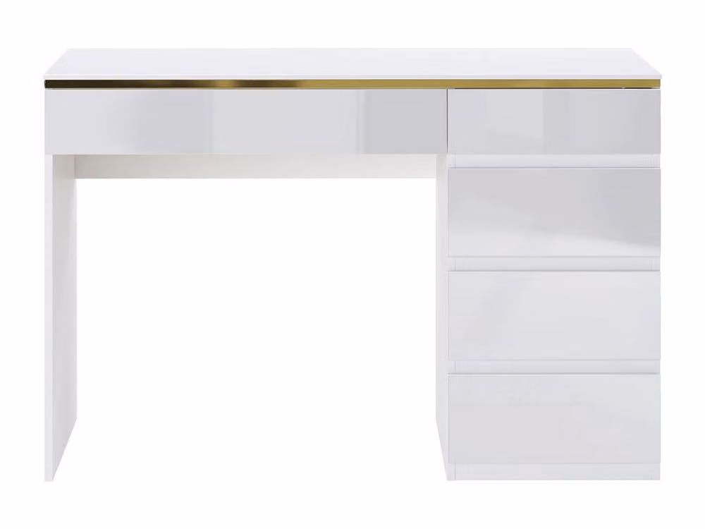 VUKIA Vente-unique Writing Desk with 5 Drawers in Glossy White and Gold – 2