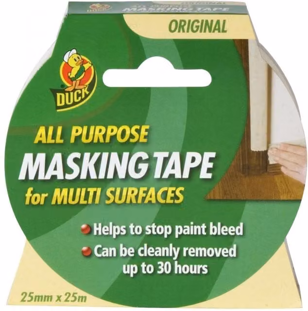 Duck All Purpose Masking Tape, Beige, W: 1 cm, L: 50 m