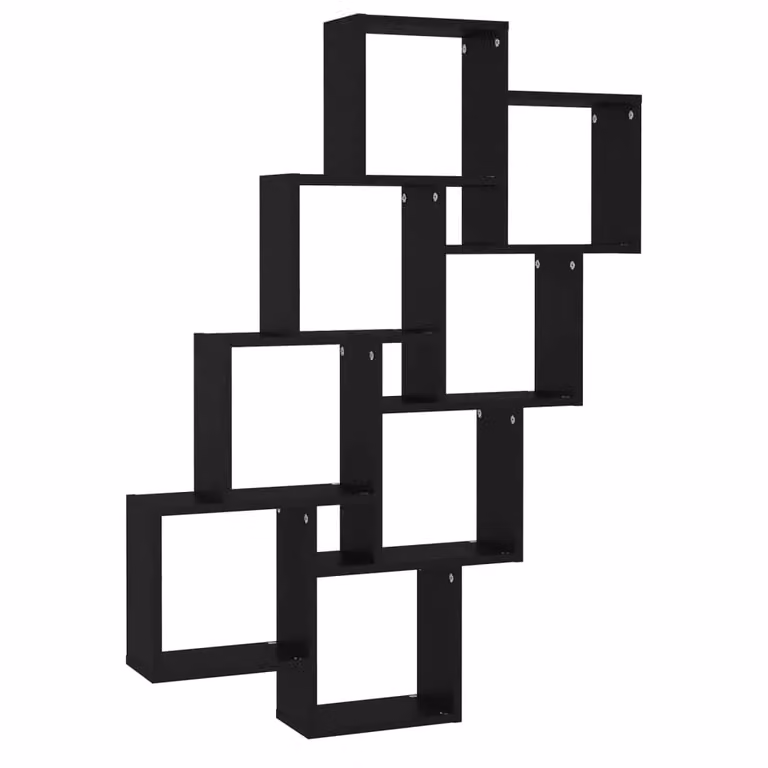 Berkfield Home Wall Mounted Cube Shelf in Black, W/D/H: 90 x 15 x 119 cm