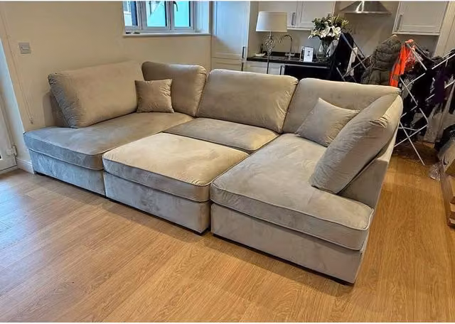 Furniture786ltd Cinema U Shape Corner Sofa in Soft Plush Grey Microfibre
