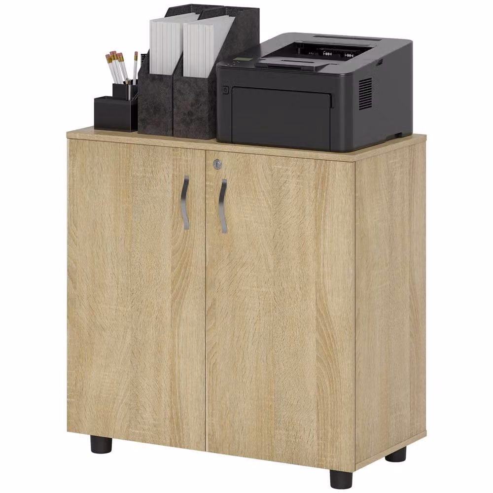 STILVORA Office Storage Cabinet with Lock in Brown Oak, W/D/H: 80 x 40 x 80 cm – 3
