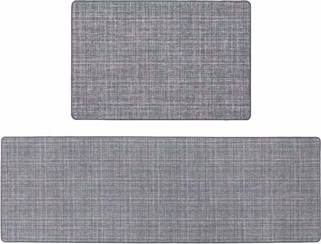 JVL Elegance Grey Doormat and Runner Set with Non-Slip Rubber Backing