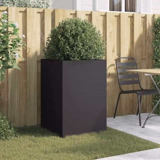 Berkfield Home Steel Planter Tub, Black, W/D/H: 52 x 48 x 75 cm