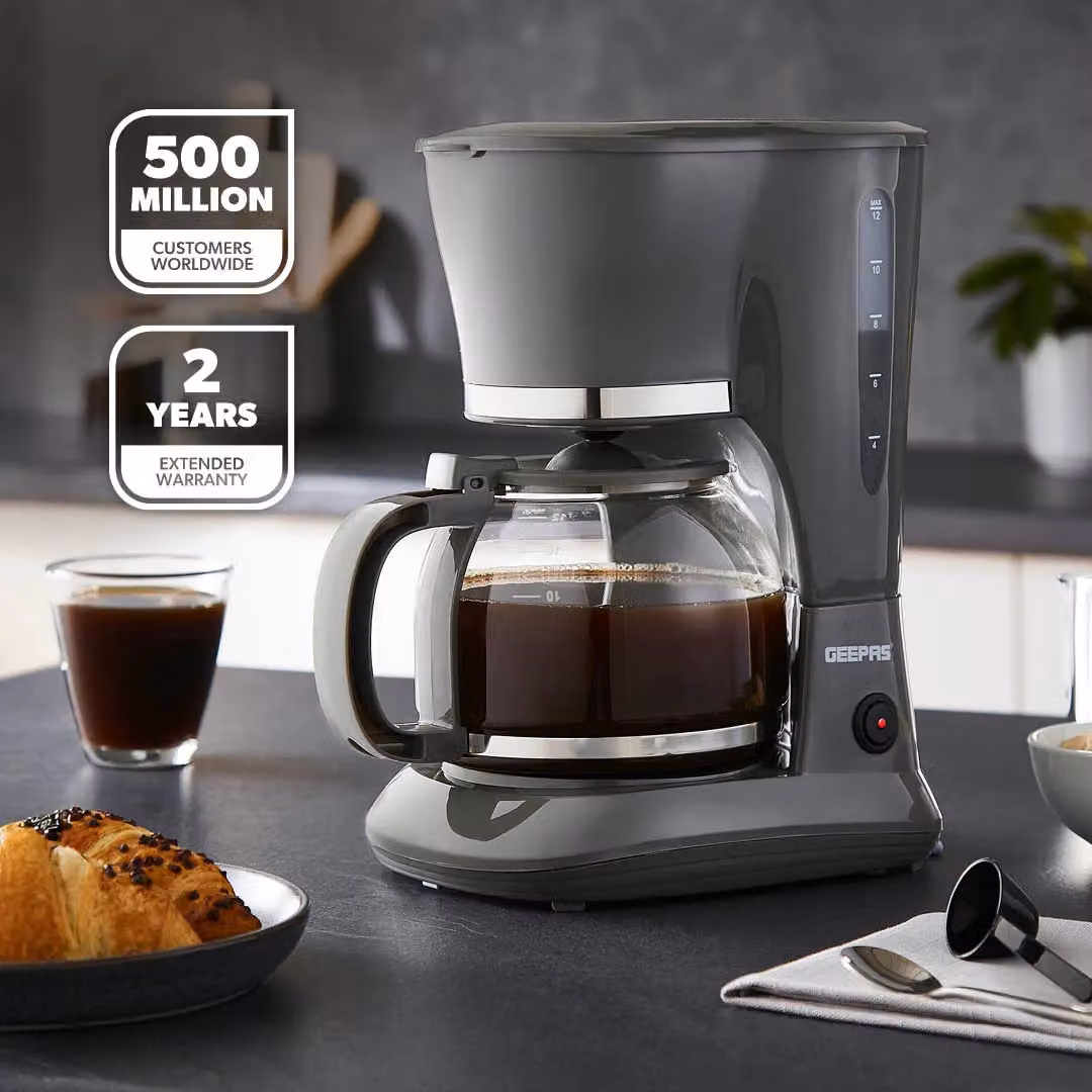 Geepas Filter Coffee Machine with Glass Jug and Auto Shut-Off, 1.5 l, Grey – 2