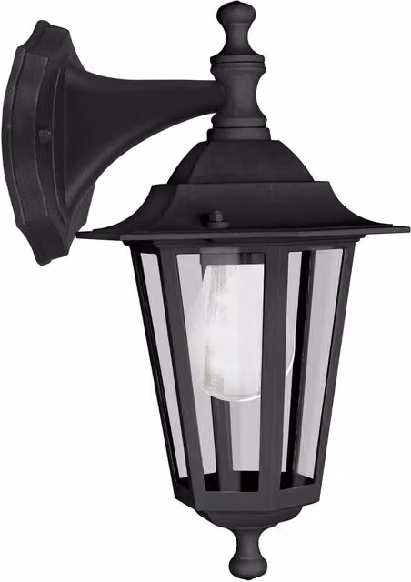 Eglo Laterna Black Outdoor Wall Lantern with Transparent Glass
