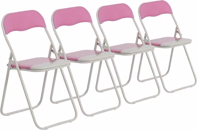 Harbour Housewares Pack of 4 Pink Padded Folding Chairs