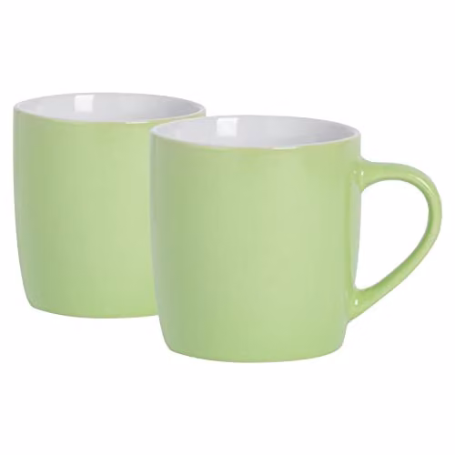 Argon Tableware Green Stoneware Coffee Mugs, 350ml, Pack of 2