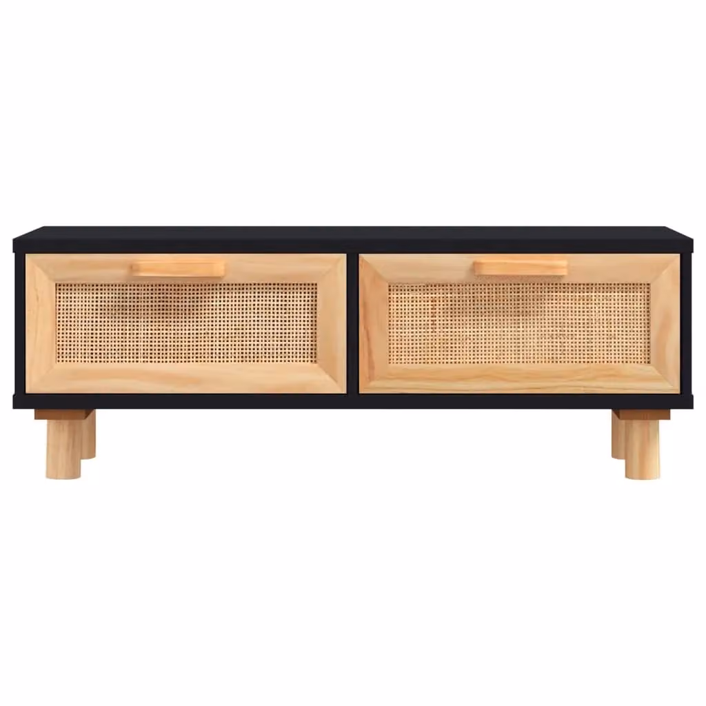 Berkfield Home Black Rectangular Coffee Table in Engineered Wood and Solid Pine, W: 80 cm, D: 40 cm, H: 30 cm