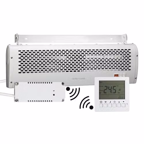 TCP 3kW Air Curtain Heater in White with 2 Heat Settings, Cooling Mode and RF Wireless 7-Day Programmable Thermostat
