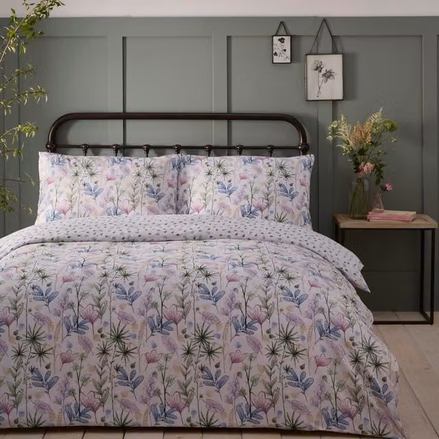 Portfolio Home Kew Floral Duvet Cover and Pillowcase Set, Pink, 90 x 200 cm