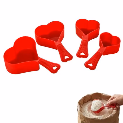 Orsina Set of Four Red Heart Shaped Plastic Measuring Cups – 1