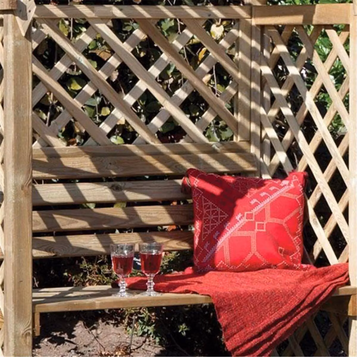 Cheshire Pressure Treated India Inspired Open Lattice Garden Arbour in Light Oak – 3