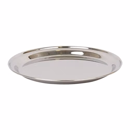 Argon Tableware Silver Stainless Steel Round Serving Platter, Diameter: 30 cm