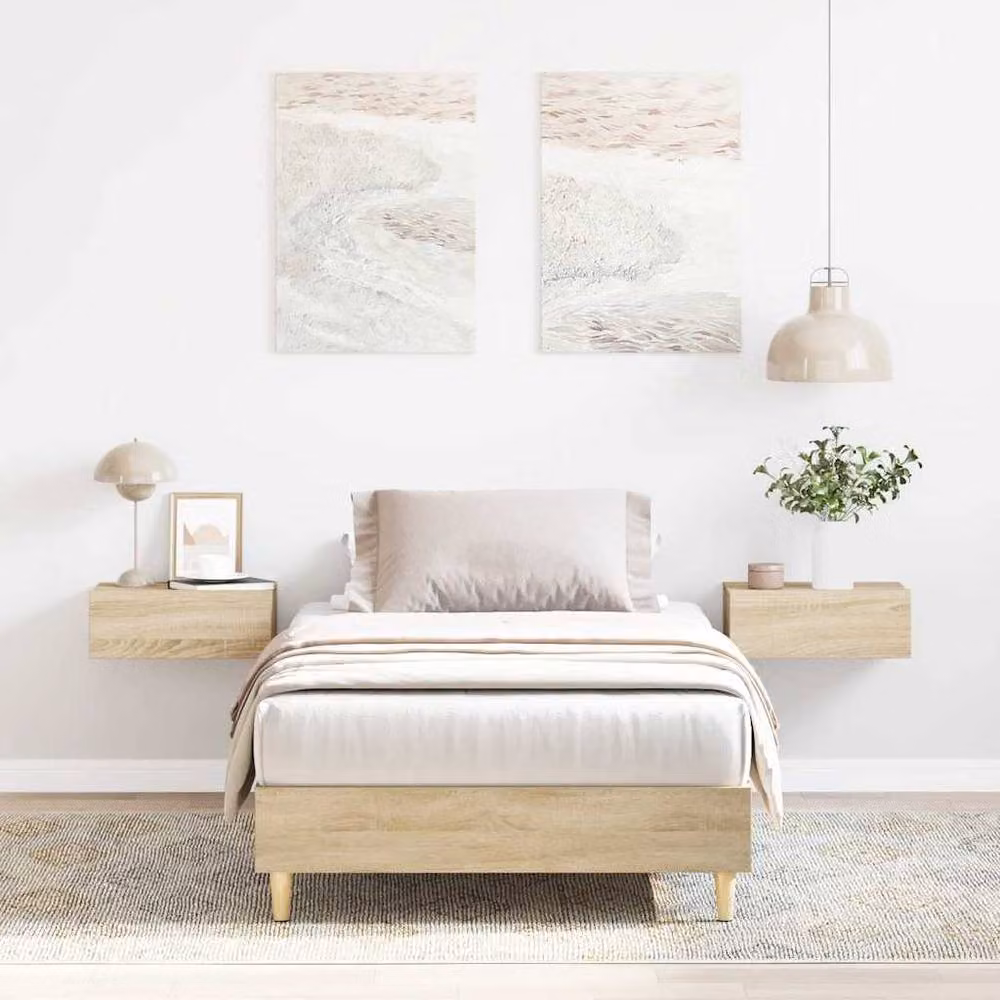 Berkfield Home Sonoma Oak Bed Frame in Light Brown, W/D/H: 100 x 200 cm – 2