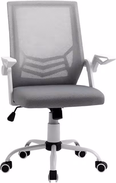 Rolipo Mesh Swivel Office Chair with Lumbar Support and Flip-Up Armrests in Grey – 1