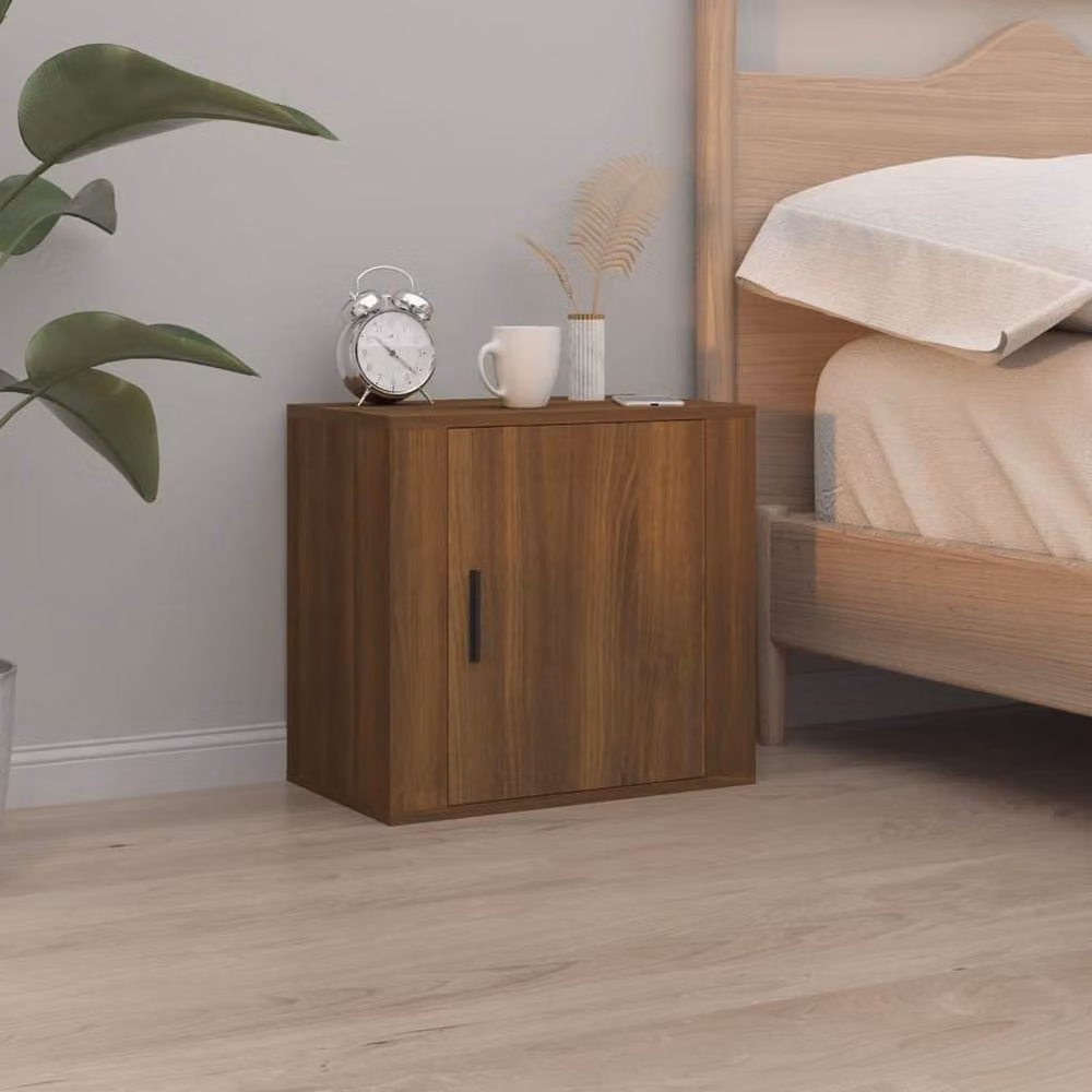 Berkfield Home Wall-mounted Bedside Cabinets, 2 Pack, Brown Oak, W: 50 cm, D: 30 cm, H: 47 cm – 2