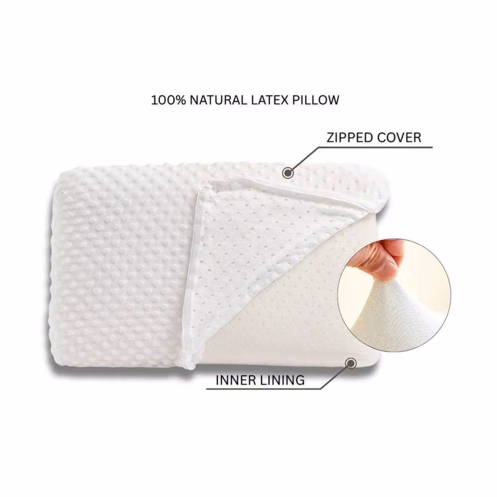 Nordara Set of 2 Breathable Natural Latex Pillows, White, W: 70 cm, D: 40 cm, H: 14 cm – 3