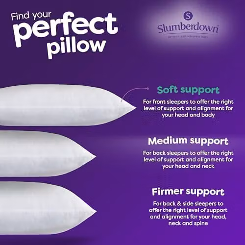 Slumberdown 4 Pack Anti Allergy Soft Microfibre Pillows in White, W: 74 cm, H: 48 cm – 4
