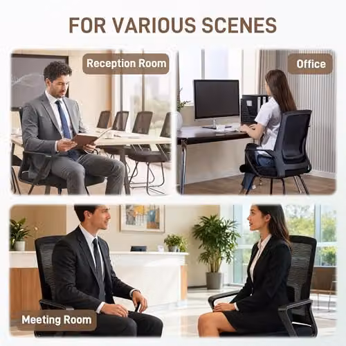 HOMCOM Black Mesh and Fabric Desk Chair with Armrests for Home or Office – 7