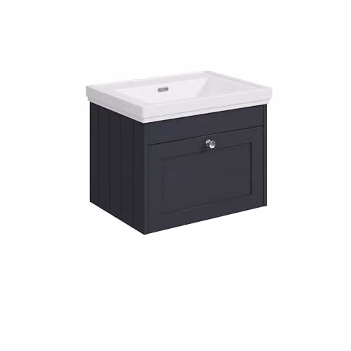 Balterley Modern Wall Hung Single Drawer Bathroom Vanity Unit with Basin in Matt Grey, W/D/H: 60 x 45.3 x 43.1 cm – 4