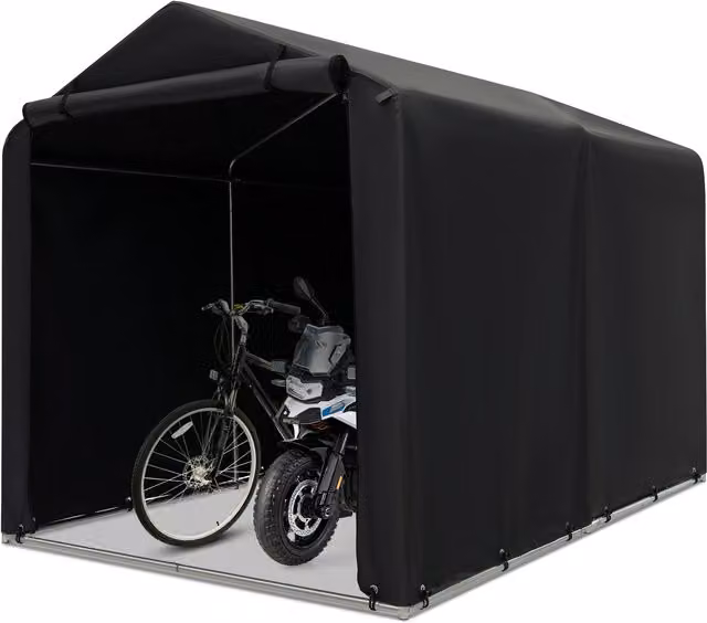 COSTWAY Outdoor Storage Shed Garden Bike Tent in Grey, W/D/H: 218 x 160 x 164 cm