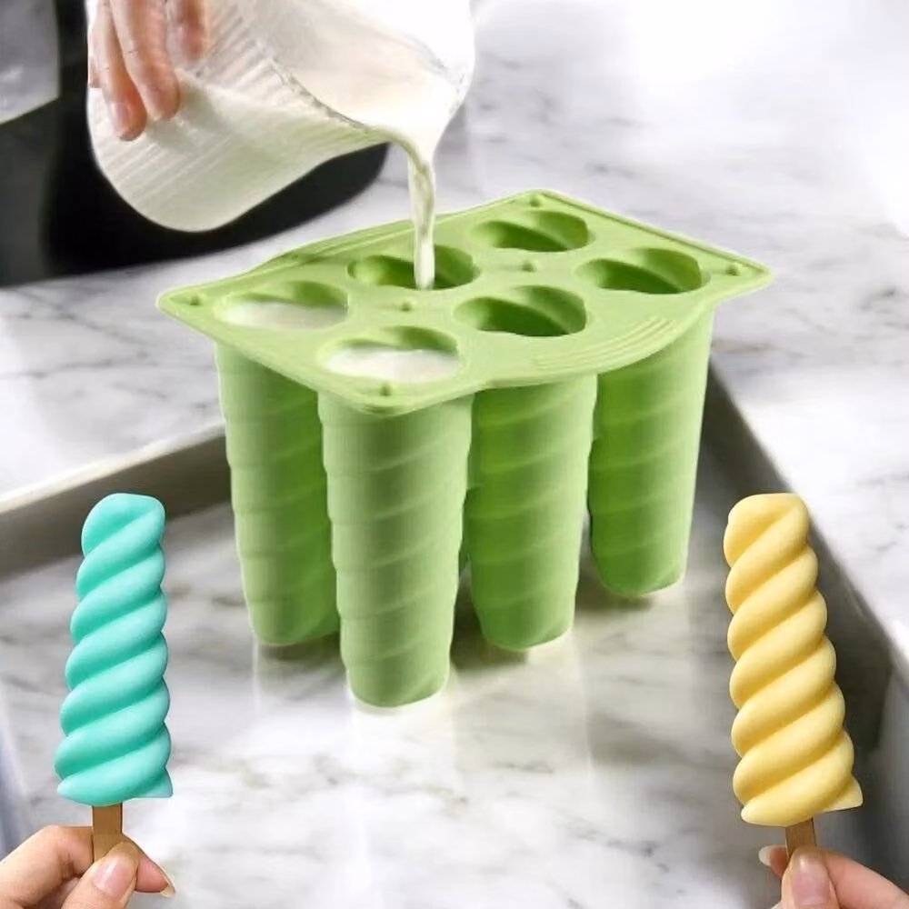 SPETLEK 6 Cavity Silicone Spiral Ice Lolly Mould in Green – 2