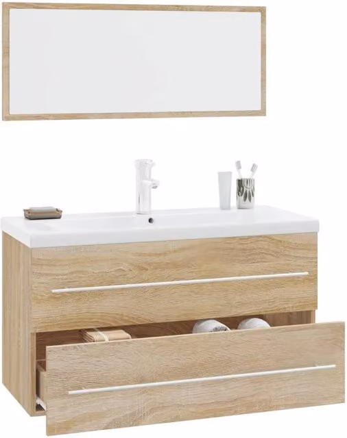 Berkfield Home 3 Piece Modern Bathroom Furniture Set in Sonoma Oak and Brown