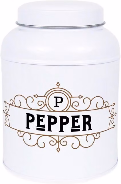 Purely Home Vintage Small Domed Metal Pepper Canister, White, 600ml