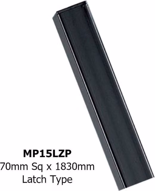 Burbage Iron Craft Square Flat Top Concrete-In Steel Post with Latch in Black, W: 7 cm, D: 7 cm, H: 183 cm