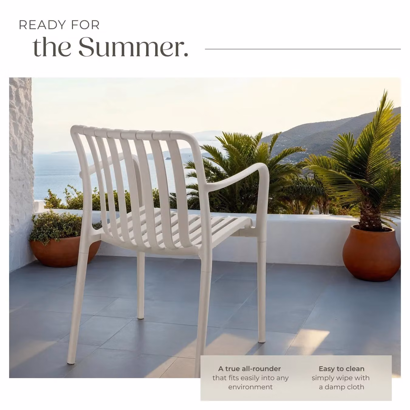 tectake Set of 2 Modern Garden Chairs with Armrests in Taupe/Beige – 2
