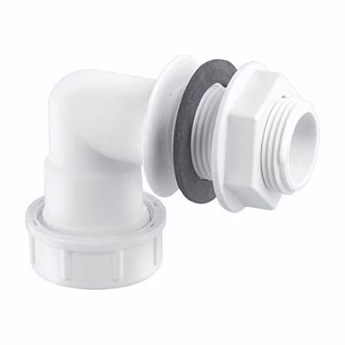 McAlpine Universal Bent Tank Connector 19/23mm, White