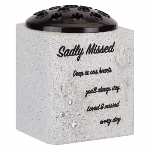 VFM e-Store Memorial Flower Pot Ornament in Grey, W/D/H: 14 x 13.5 x 14 cm