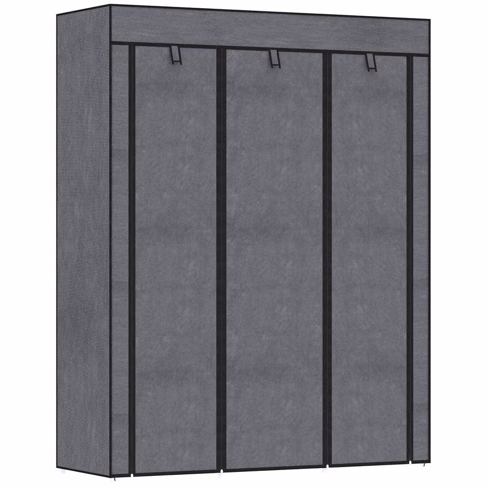 STILVORA Grey Roll Shutter Wardrobe with Hanging Rod and Internal Shelves – 3