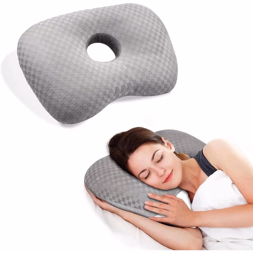NESTLUNE Soft Cot Pillow with Ear Hole for Babies in Grey – 2
