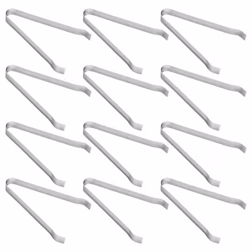 Rink Drink Stainless Steel Silver Ice and Sweet Tongs, 16 cm, Pack of 12