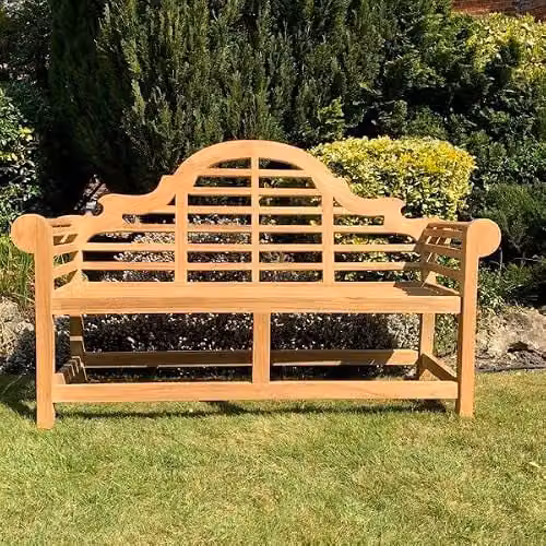 Minster Lutyen Classic Wood Bench in Brown, W: 168 cm, D: 53 cm, H: 105 cm