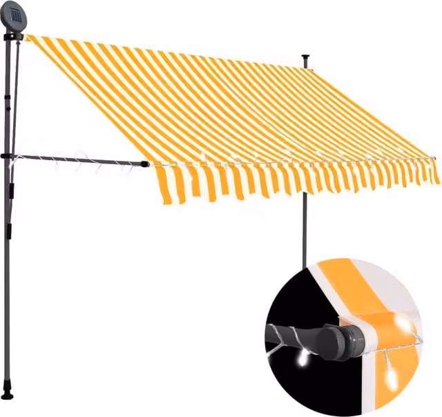 Berkfield Home Manual Retractable Awning with LED, White and Orange, Width: 300 cm