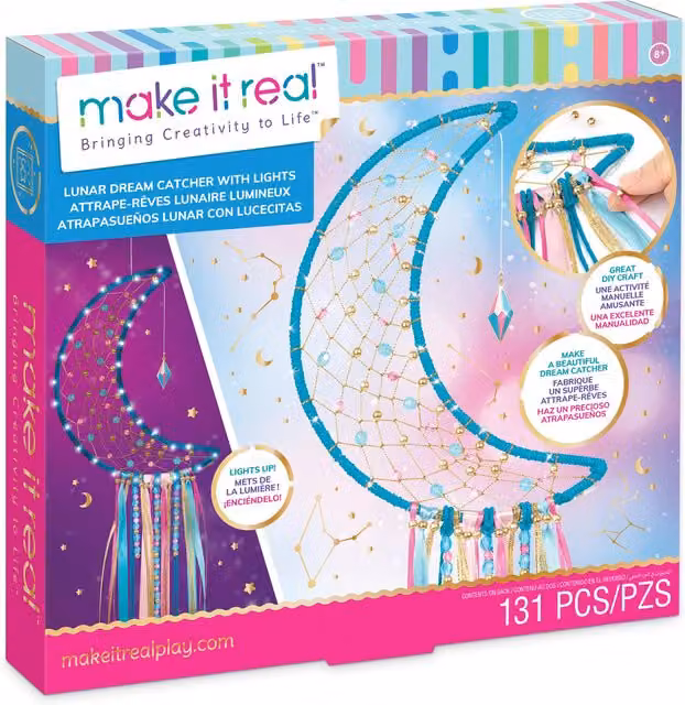 Make It Real Lunar Moon Dream Catcher with Lights in Blue, Purple and White