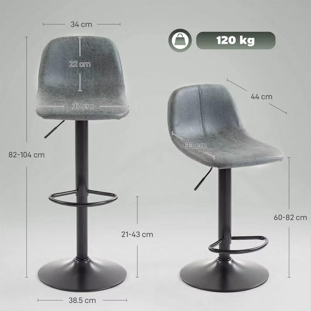 HOMCOM Set of 2 Modern Swivel Bar Stools in Green with Synthetic Leather and Metal Base – 2